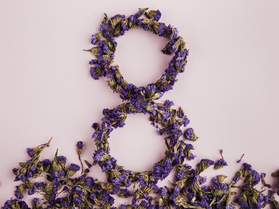 Цифра 8 из сухих цветов на праздник