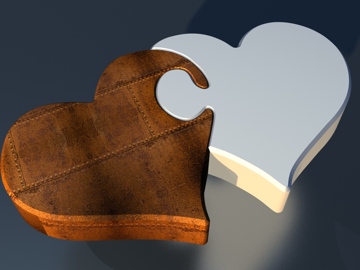 Пазл из двух сердец на сером фоне