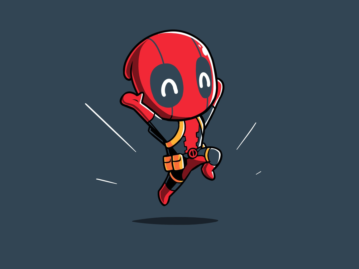 Нарисованный маленький Дэдпул на черном фоне