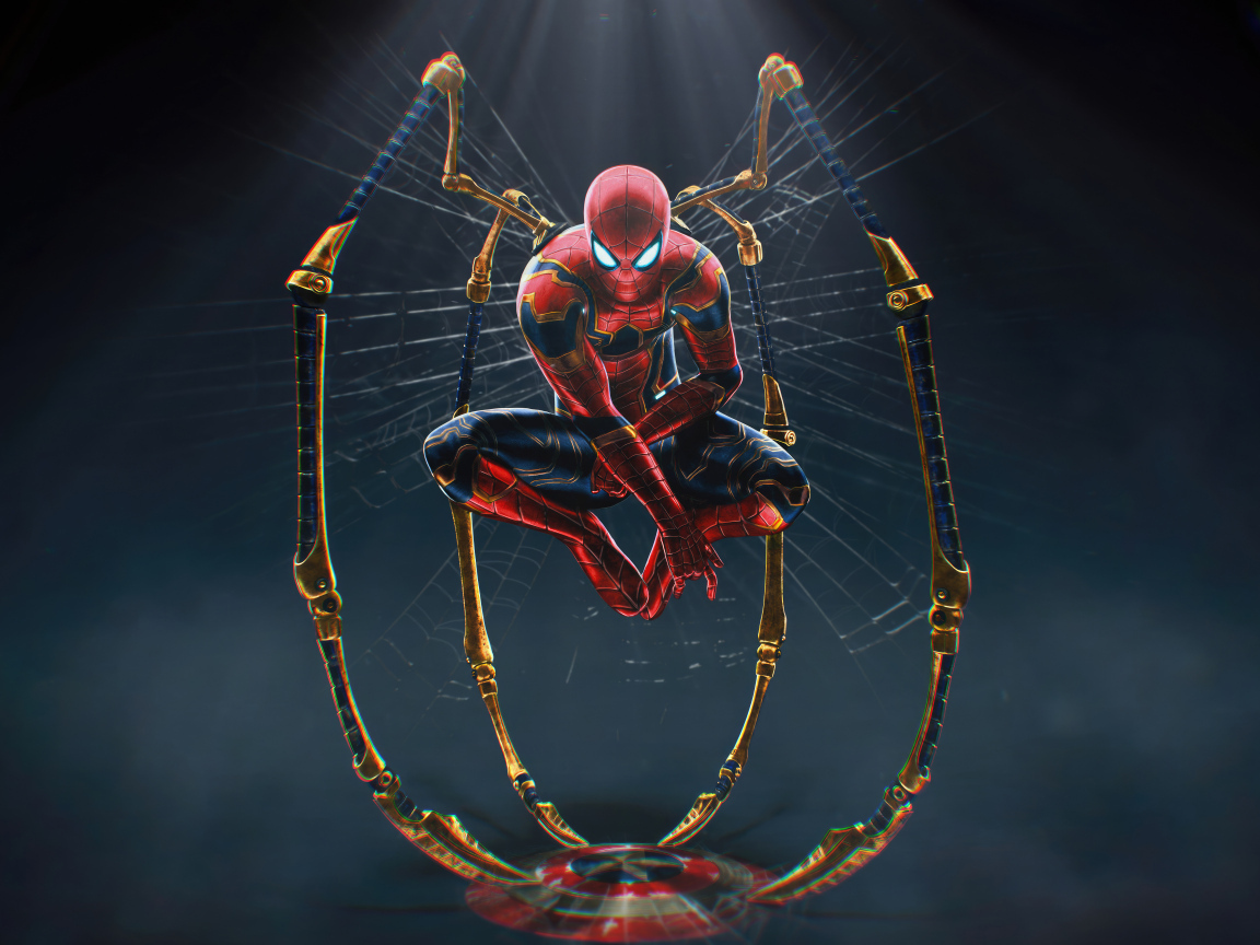 Нарисованный человек паук на черном фоне