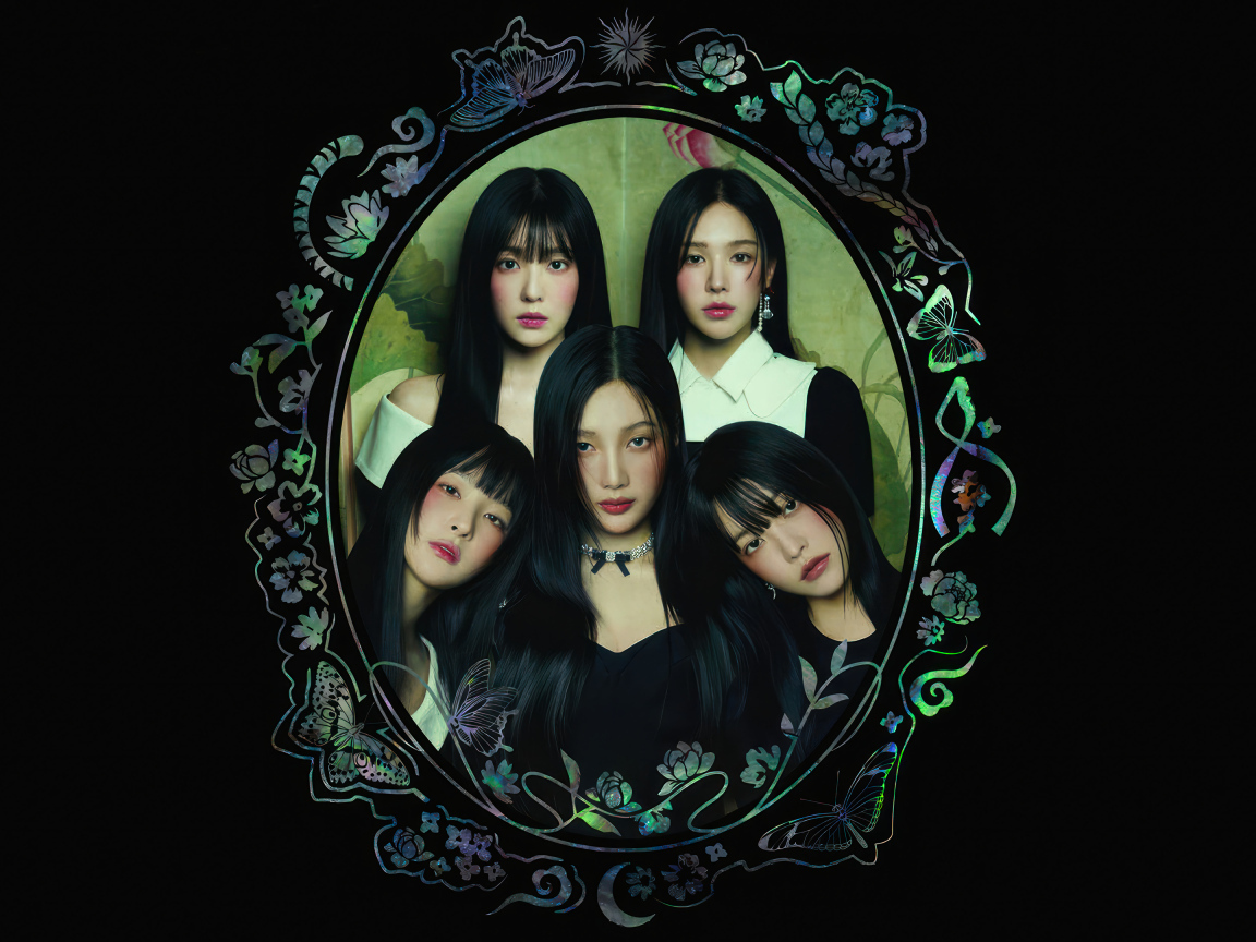 Участницы женской группы Red Velvet на черном фоне в картине
