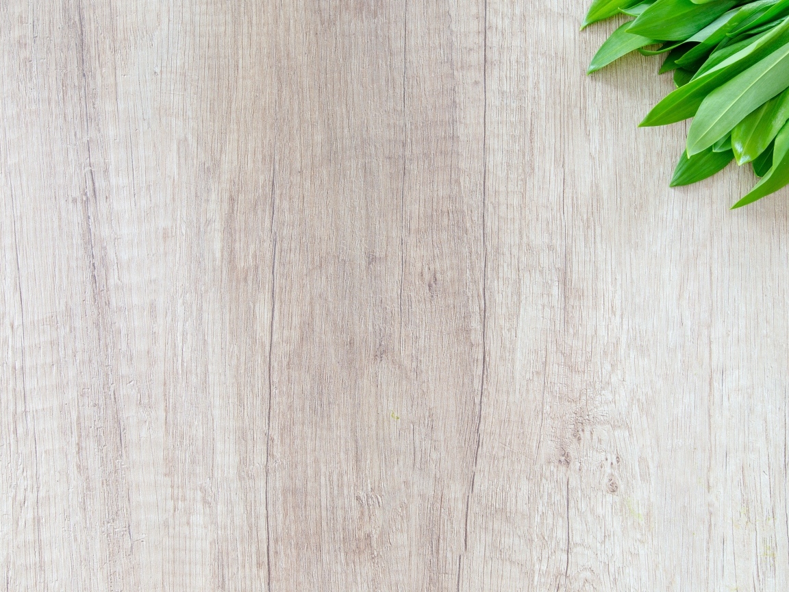 Зеленые листья на деревянном фоне