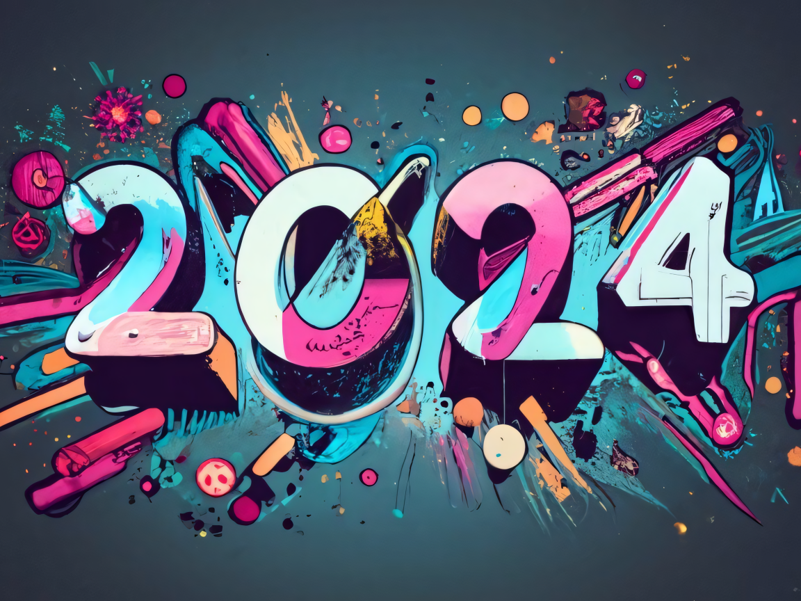 Арт рисунок на новый год 2024 на сером фоне