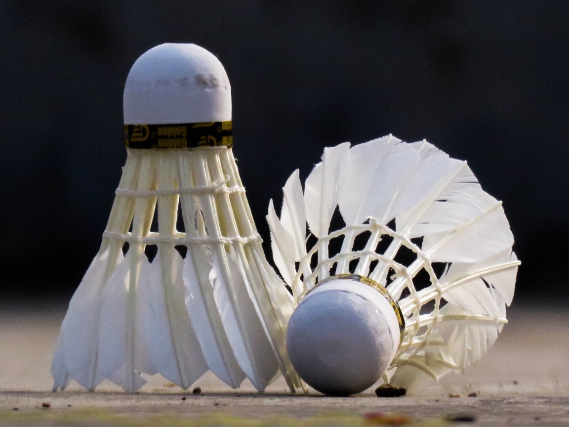 Два белых воланчика для игры в бадминтон