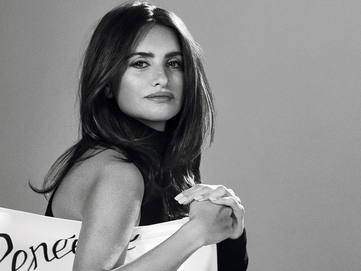 Popular actress Penelope Cruz on a gray background
