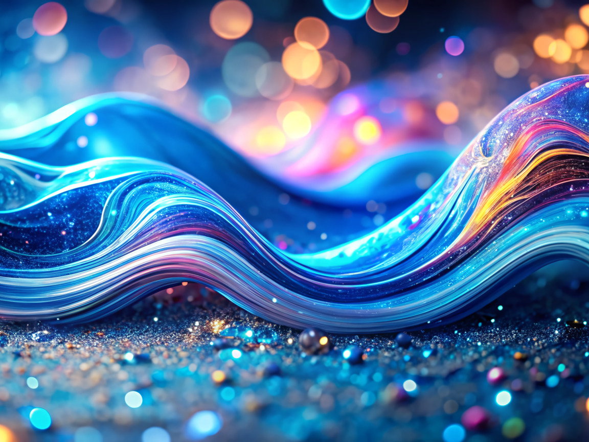 Абстрактная неоновая волна с блестками