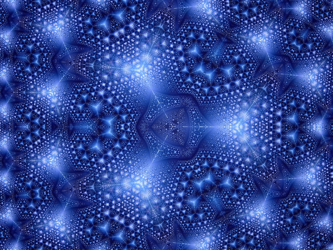 Синий фрактальный рисунок с геометрическими фигурами
