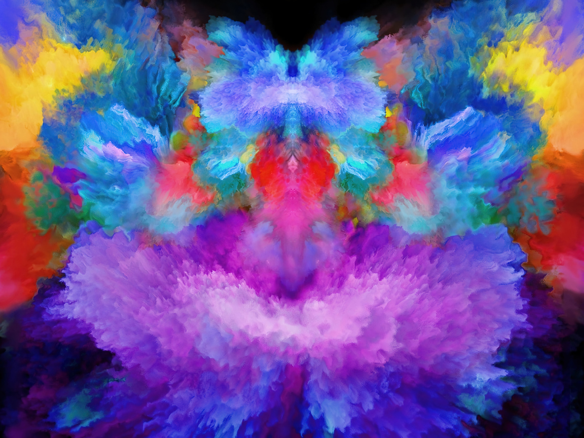Взрыв разноцветной краски крупным планом