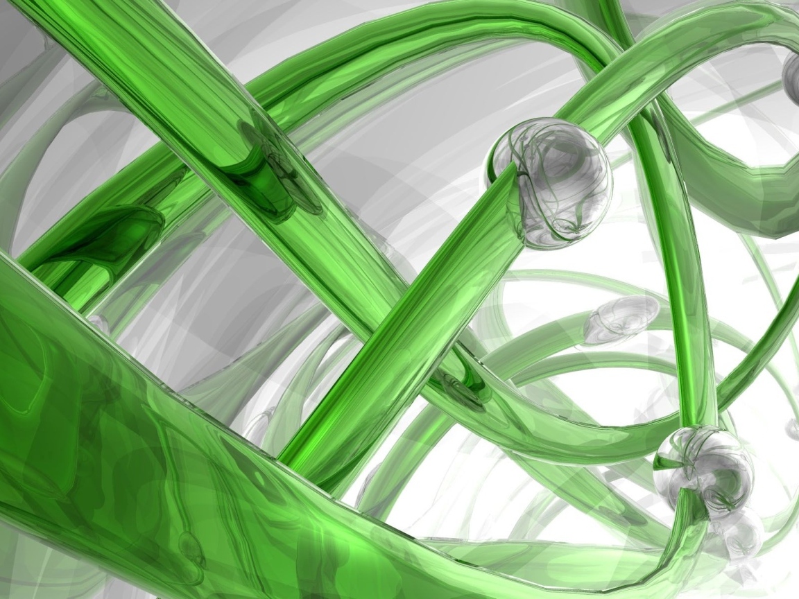 Стеклянная зеленая спираль с серыми шарами