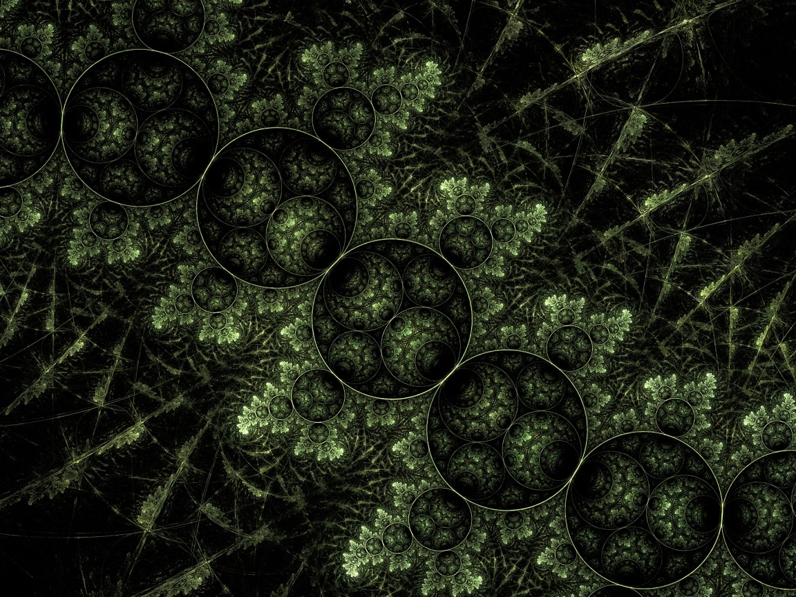 Зеленый растительный узор с кругами