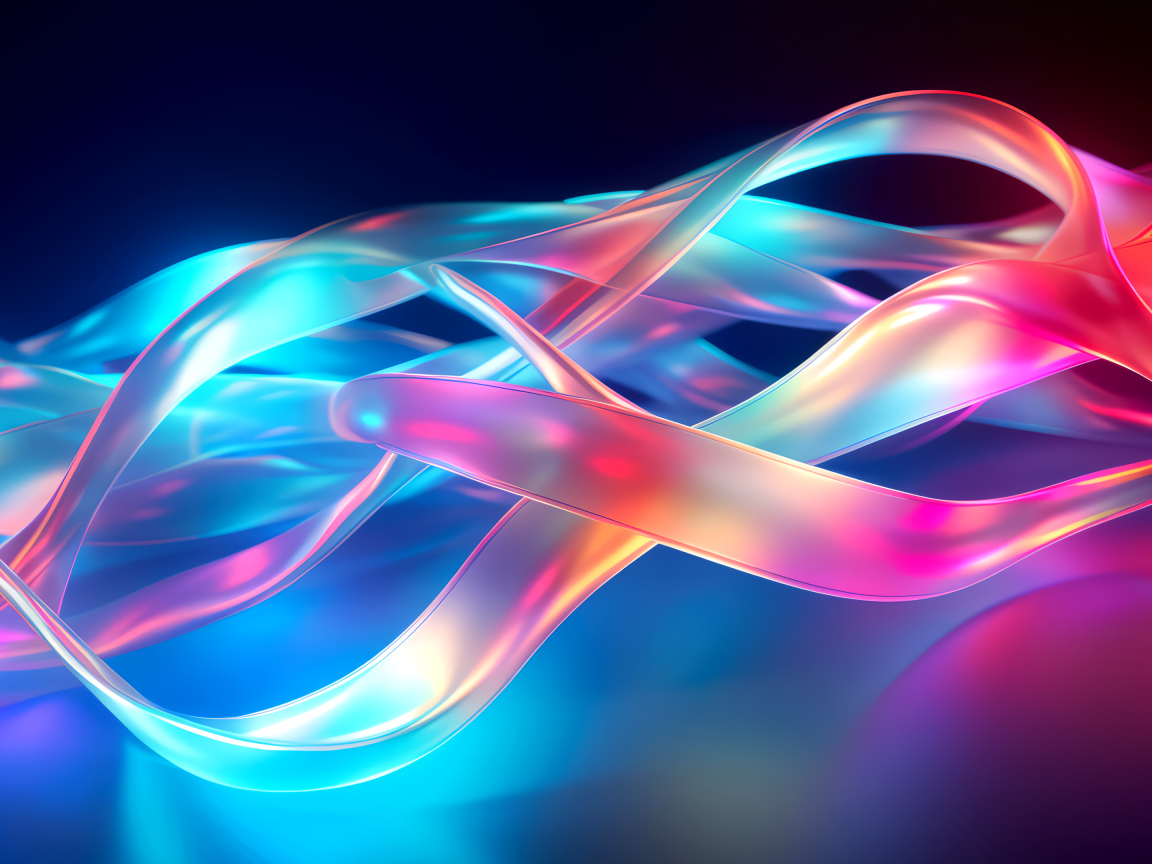 Розовые и голубые абстрактные волны на синем фоне