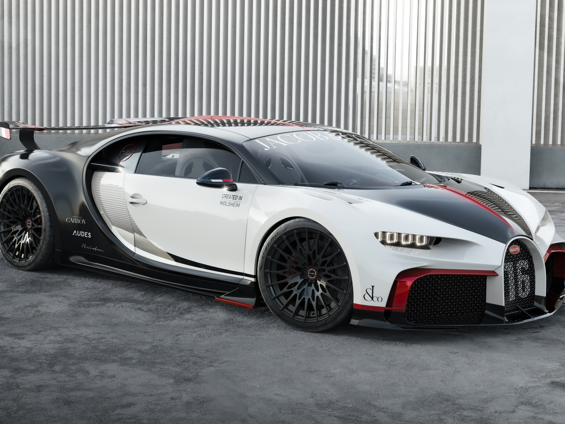 Дорогой спортивный автомобиль Bugatti Chiron CGI