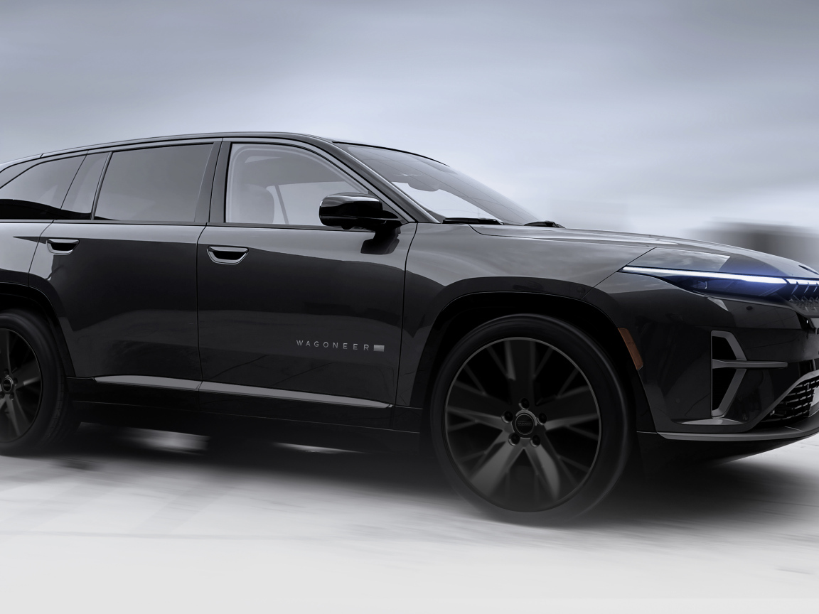 Стильный черный автомобиль Jeep Wagoneer S 2025 года