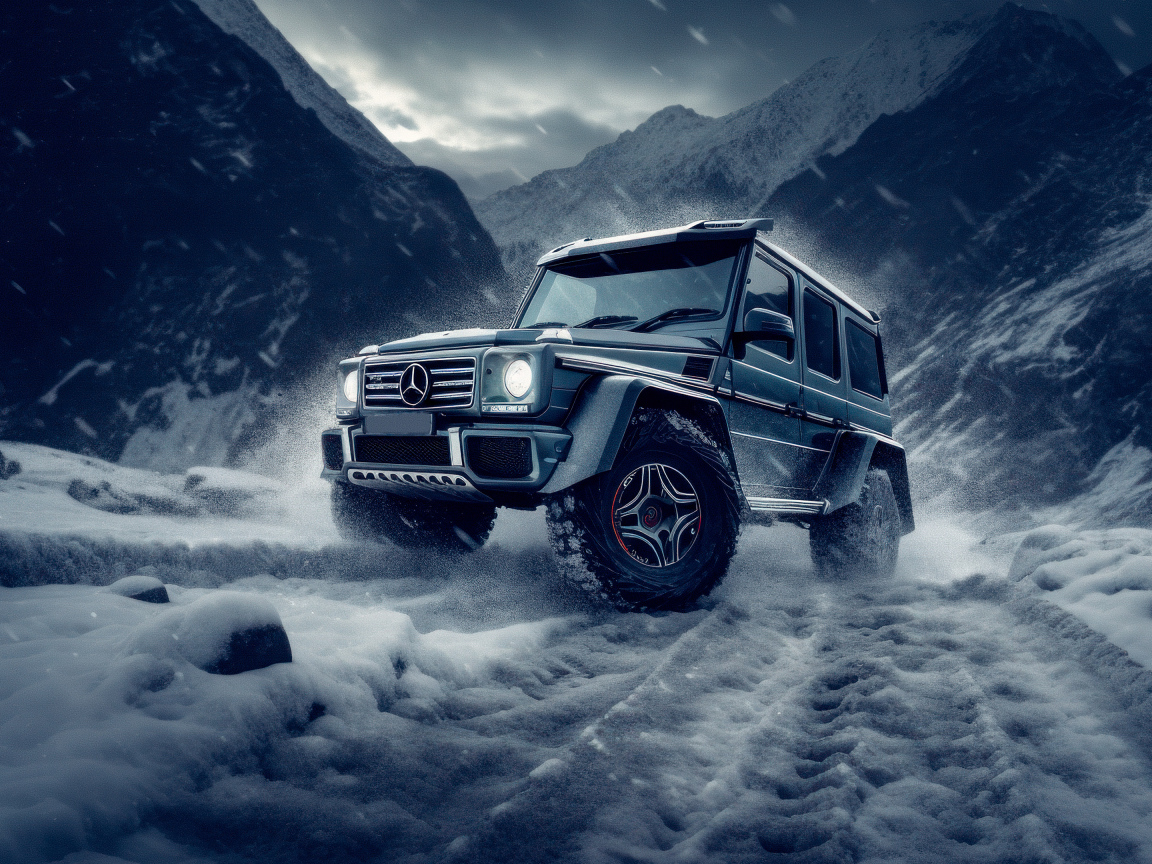Внедорожник Mercedes-Benz G63 AMG на снегу