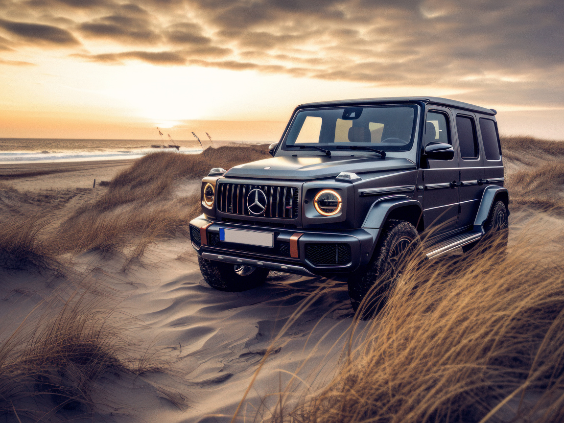 Внедорожник Mercedes-Benz G63 AMG на пляже