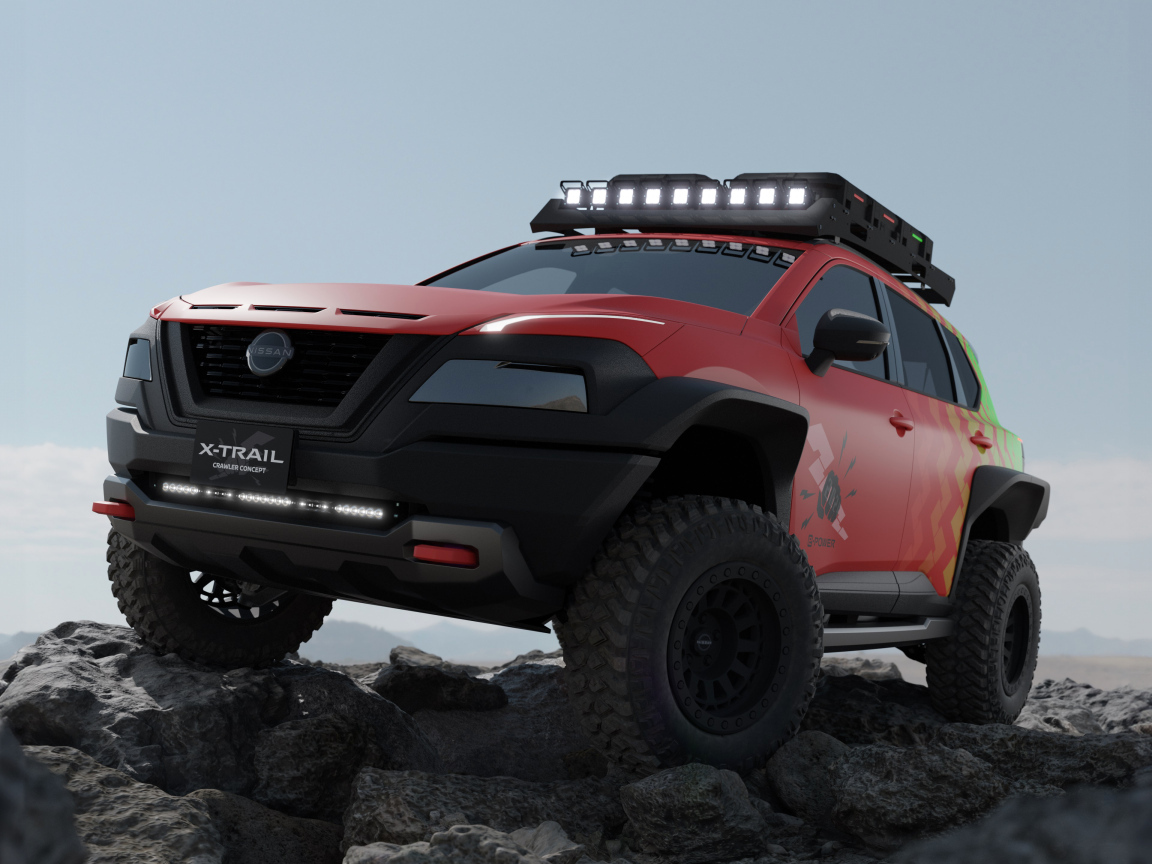 Большой внедорожник Nissan X-Trail Crawler Concept в горах