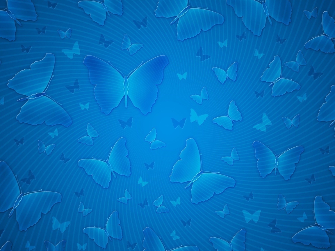 Голубой фон с нарисованными бабочками