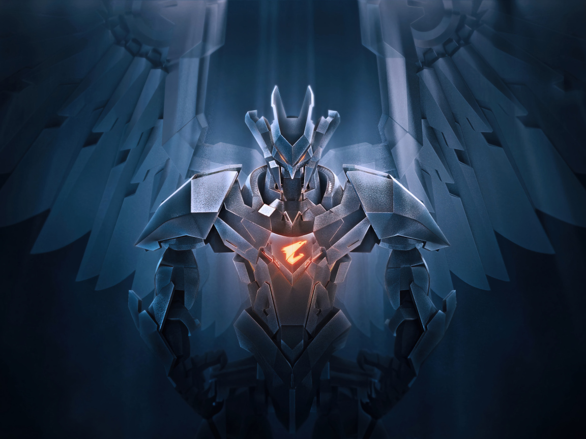 Ангел тьмы с логотипом aorus gigabyte