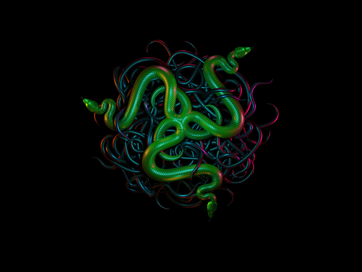 Зеленая змея  логотип razer на черном фоне