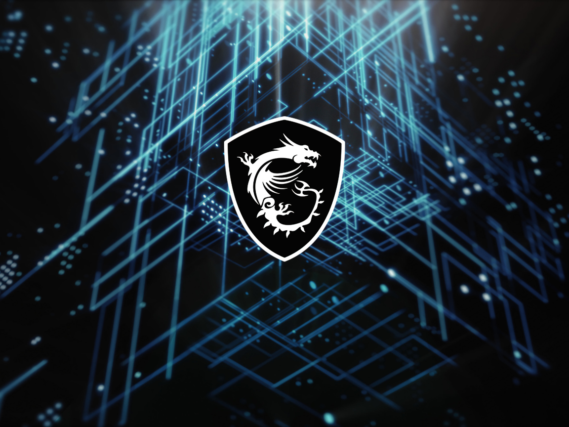 Логотип msi на неоновом фоне с линиями