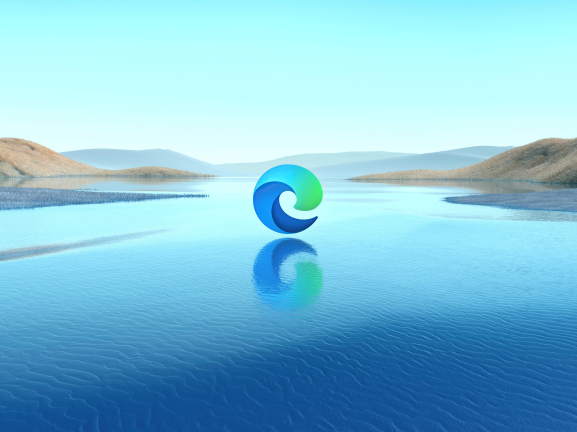 Логотип microsoft edge над водой 
