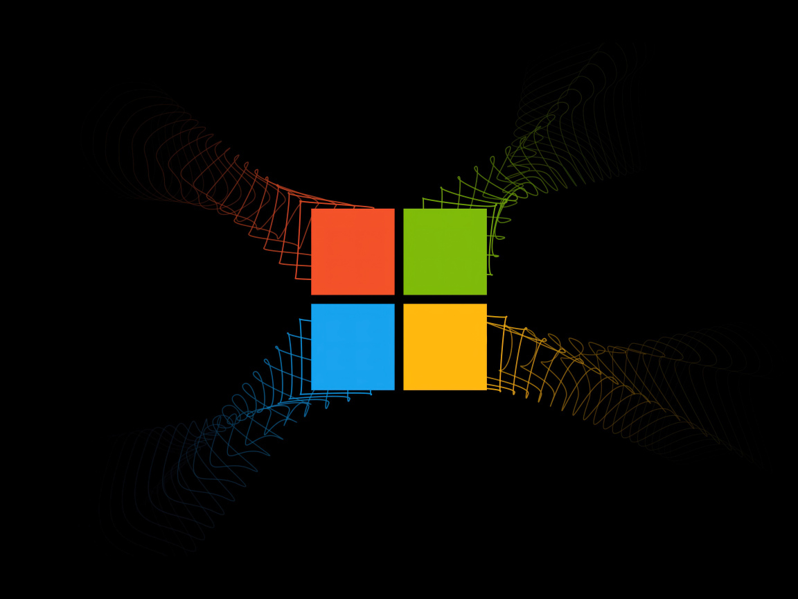 Разноцветный значок microsoft windows на черном фоне