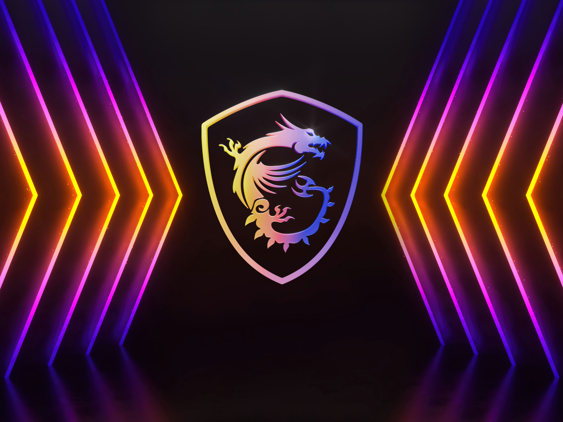 Разноцветные неоновые указатели для логотипа msi