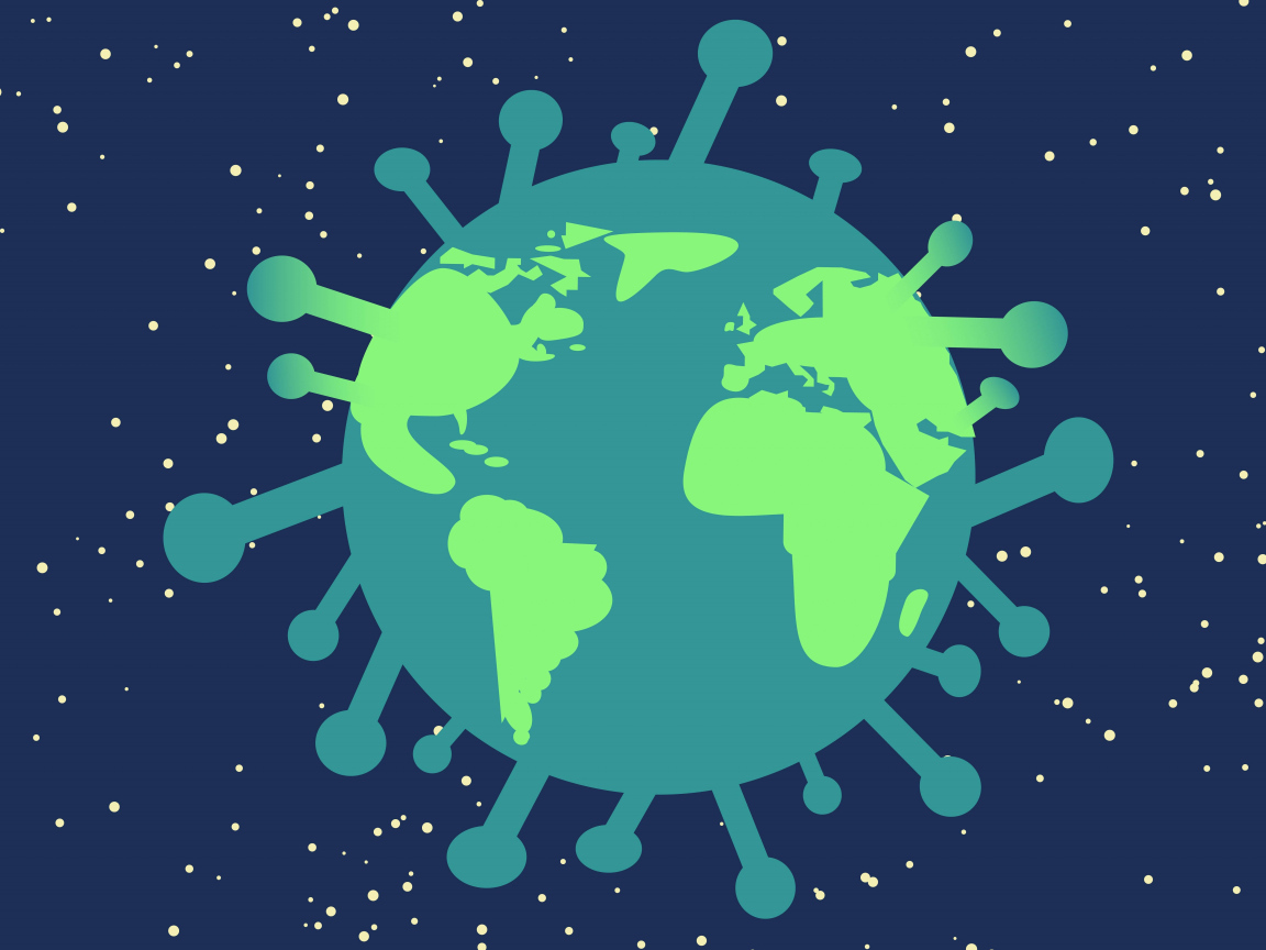 Бактерия коронавируса на синем фоне