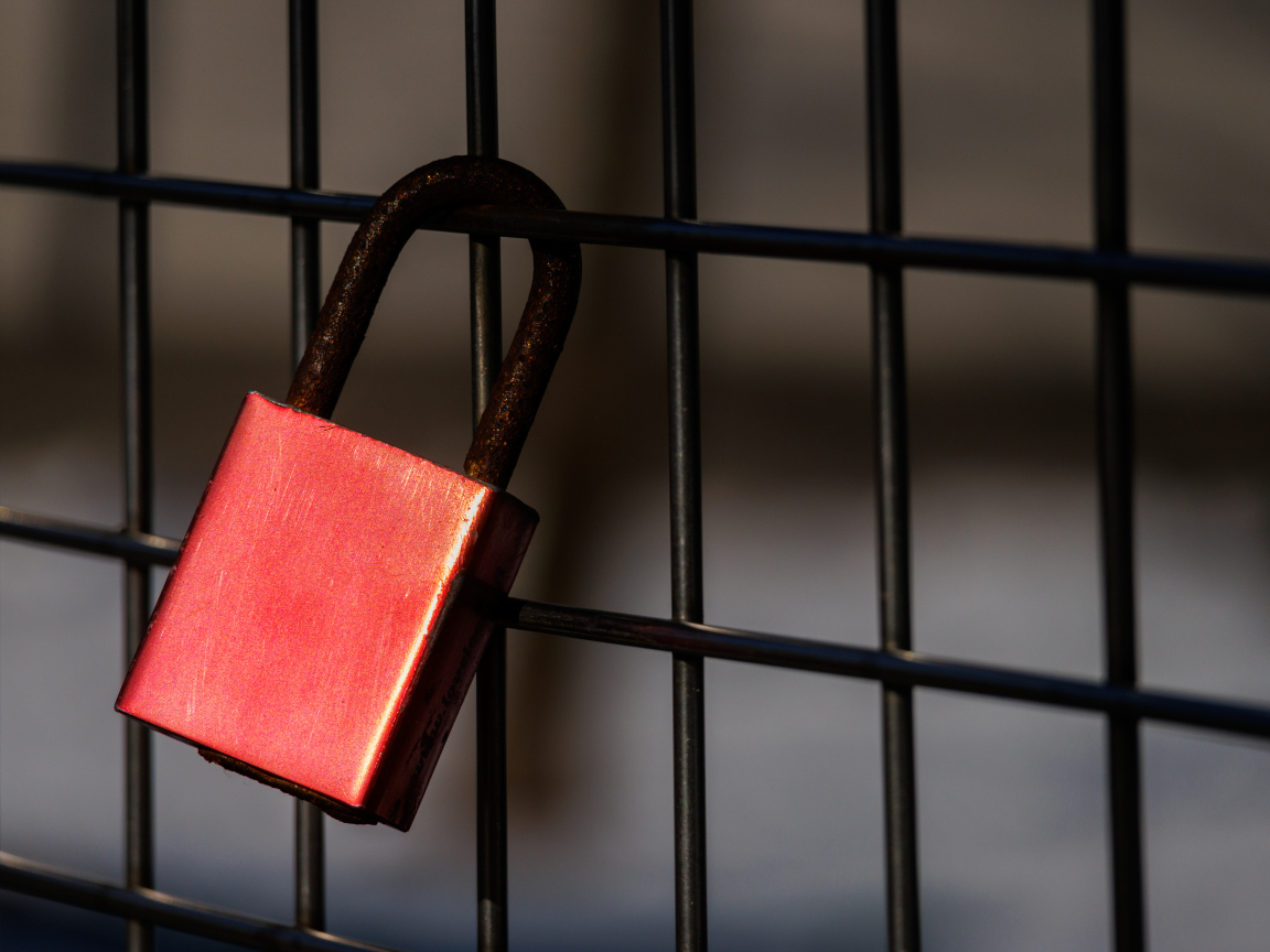 Красный замок на сетке 