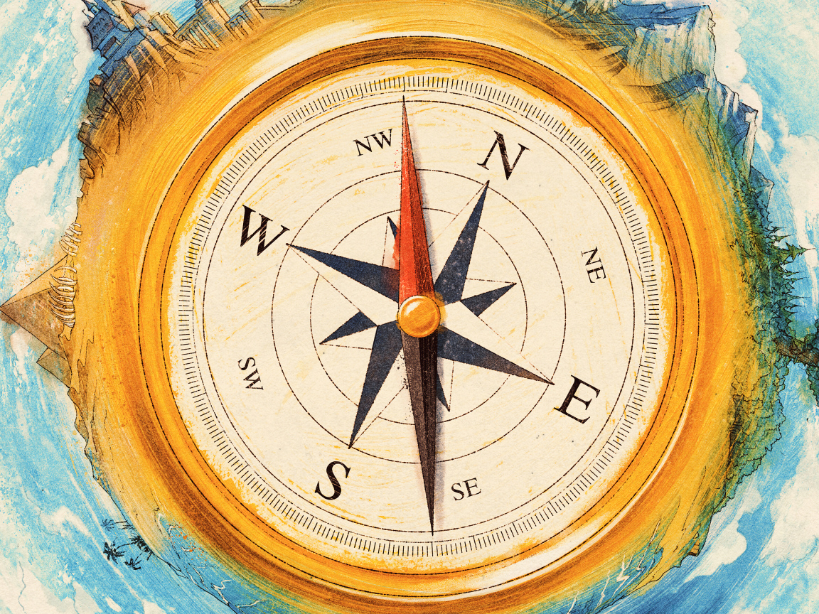 Большой нарисованный компас 