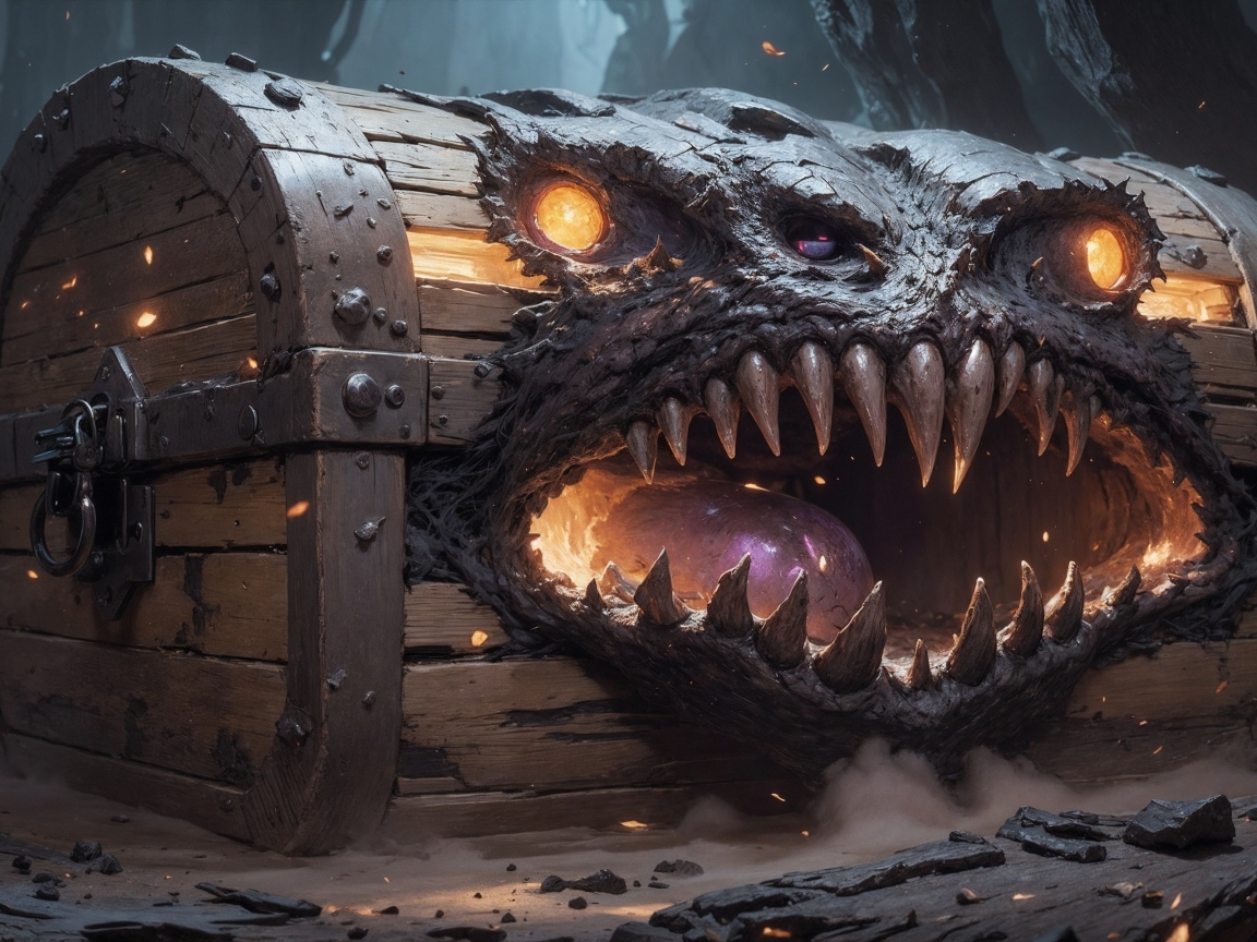 Сундук монстр с острыми клыками