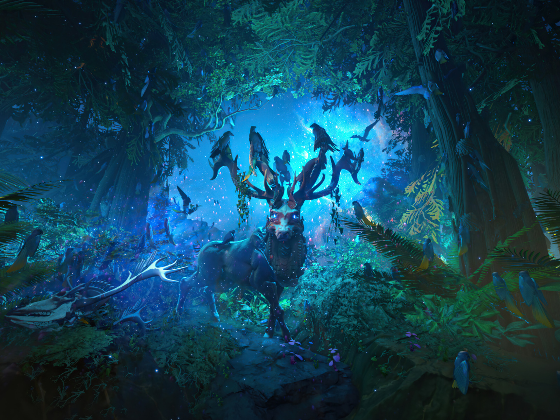 Мифический олень в лесу