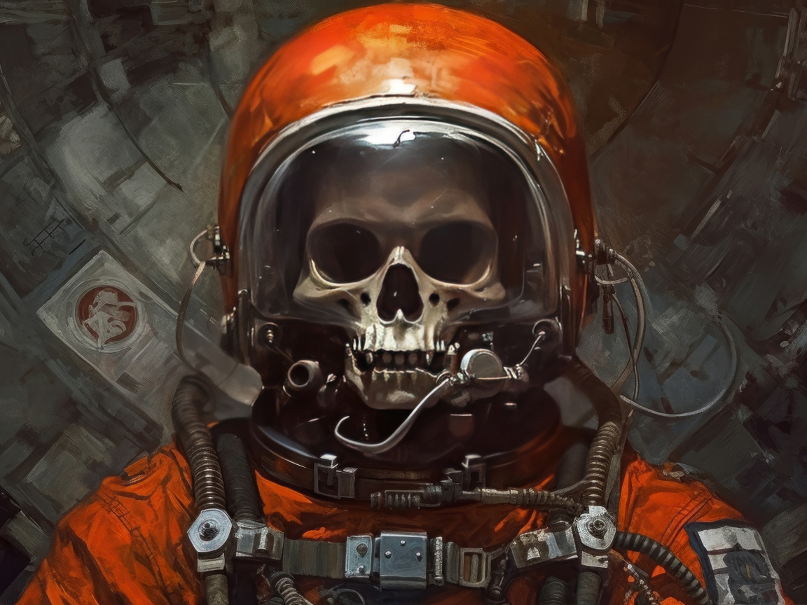 Скелет астронавта в костюме 