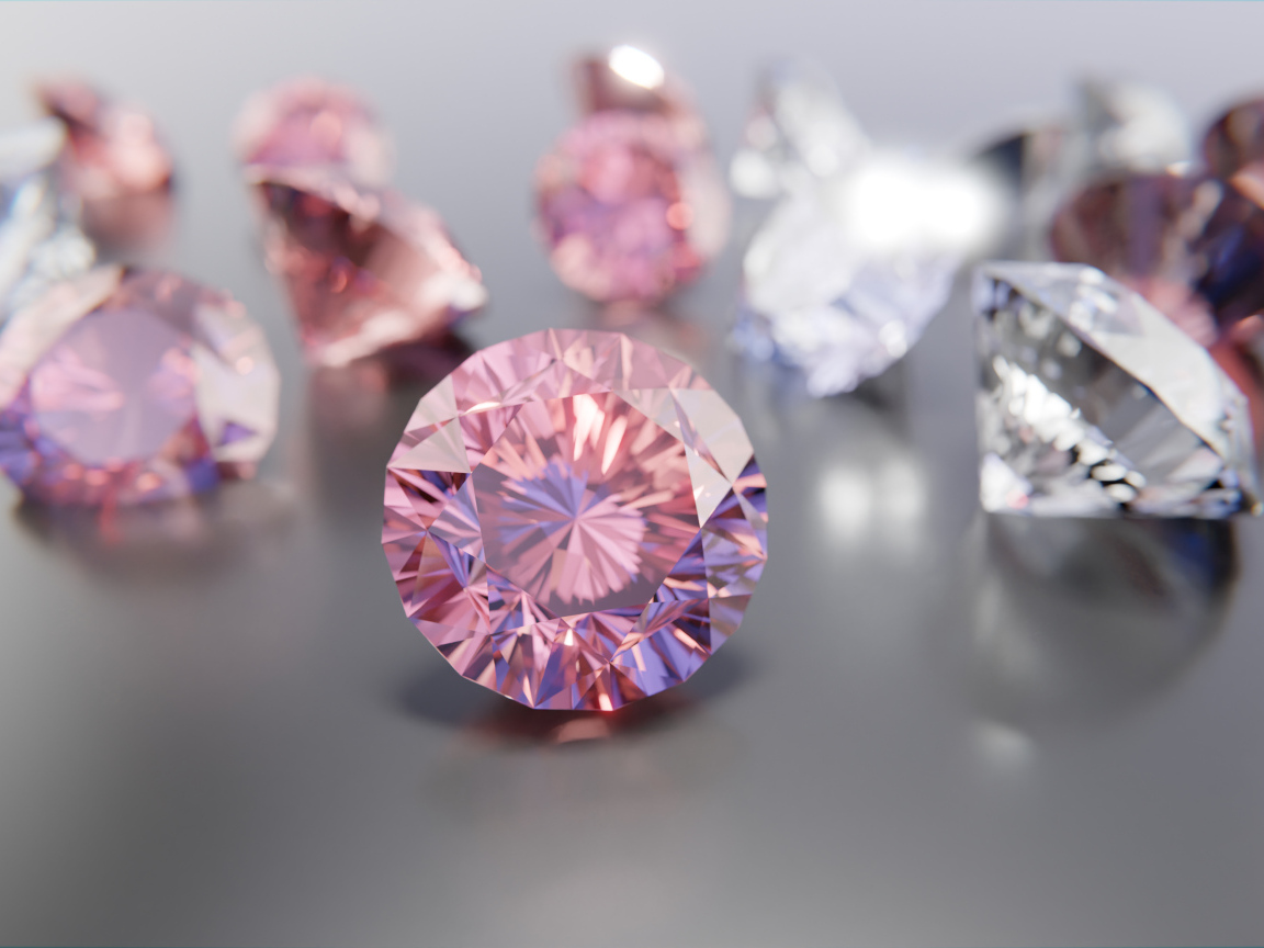 Бриллианты на сером фоне крупным планом