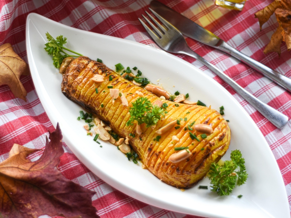 Тыква запеченная с орехами