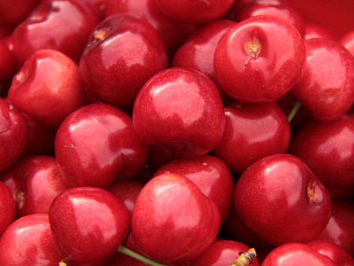 Спелые красные черешни крупным планом