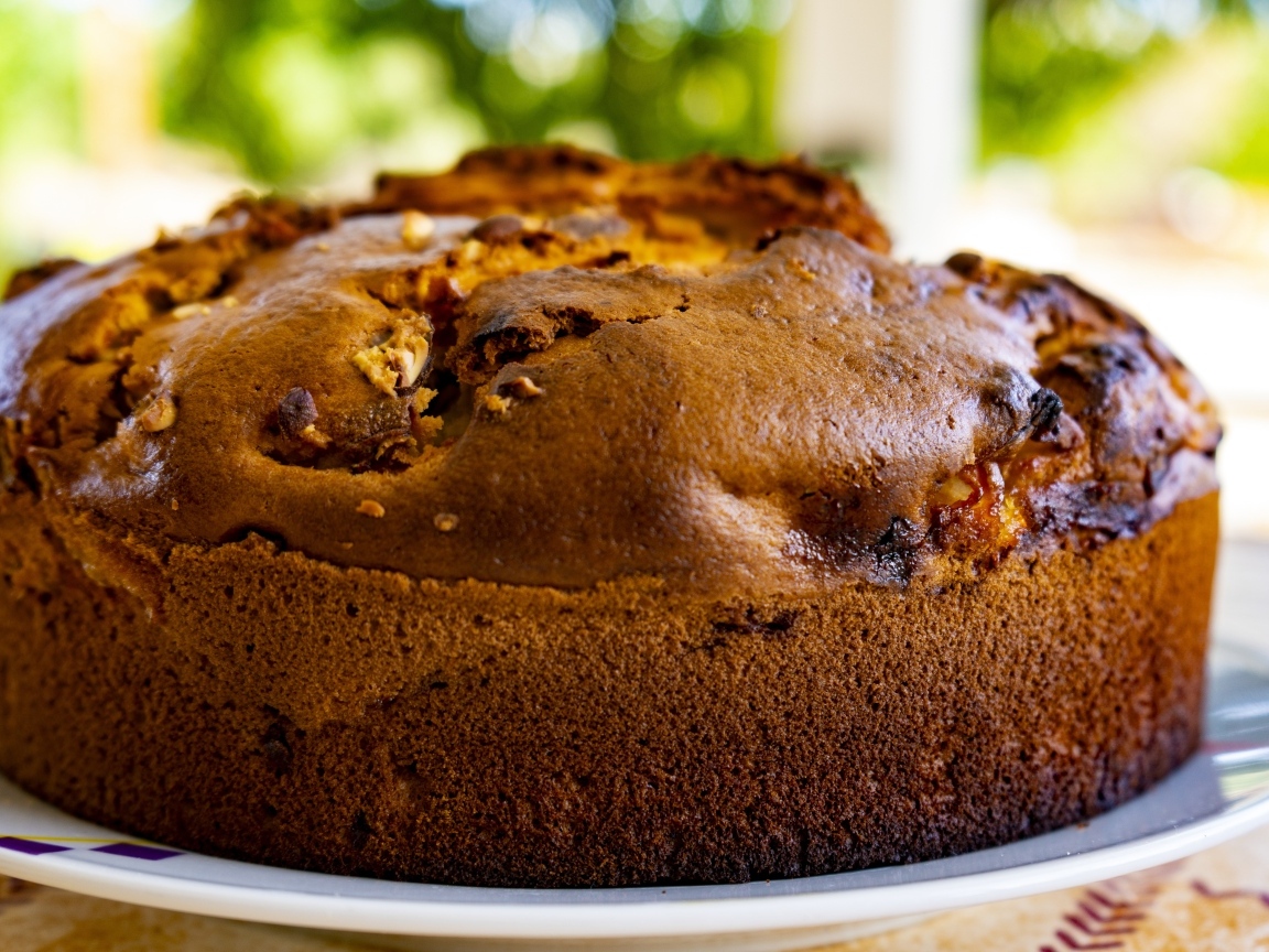 Вкусный ароматный яблочный пирог на тарелке