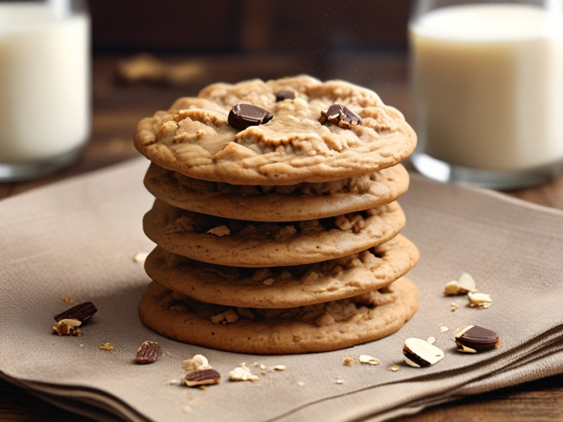 Сладкое круглое печенье с орехами и шоколадом