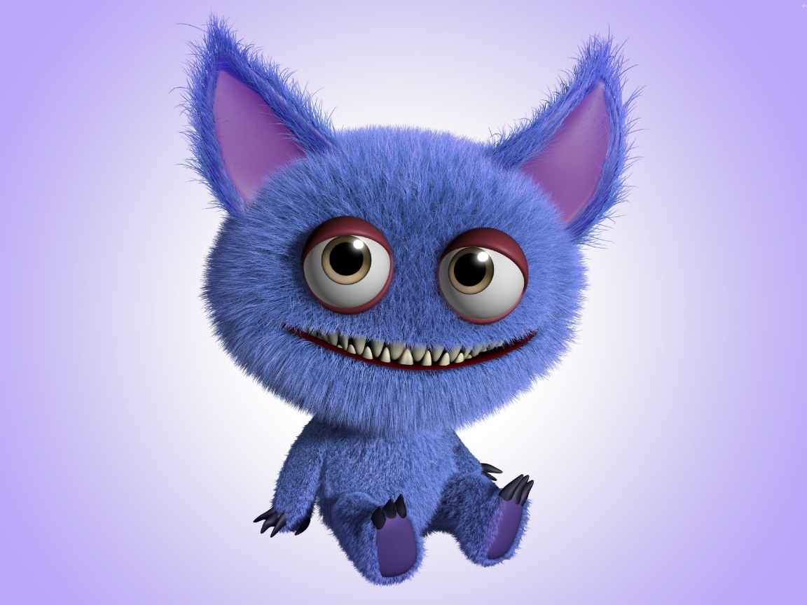 Мохнатый синий монстр с большими ушами