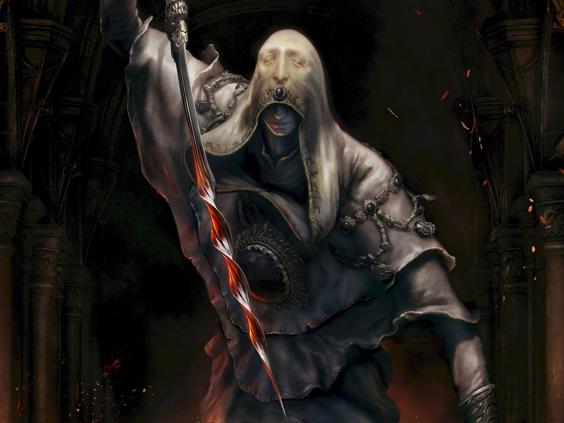 Воин в плаще из компьютерной игры Elden Ring