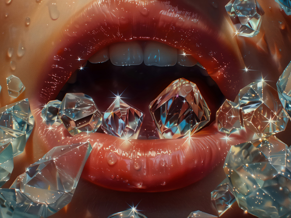 Женские губы с бриллиантами
