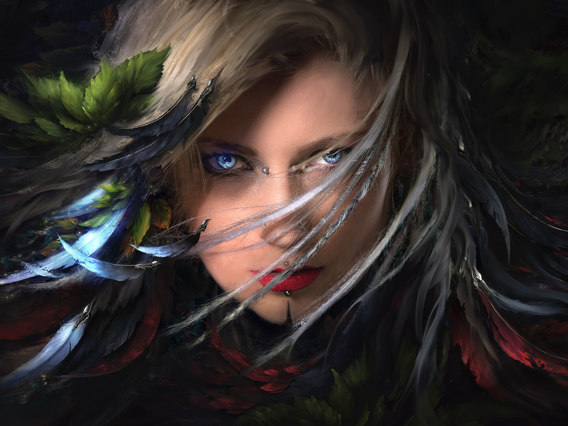 Красивая девушка со светящимися голубыми глазами