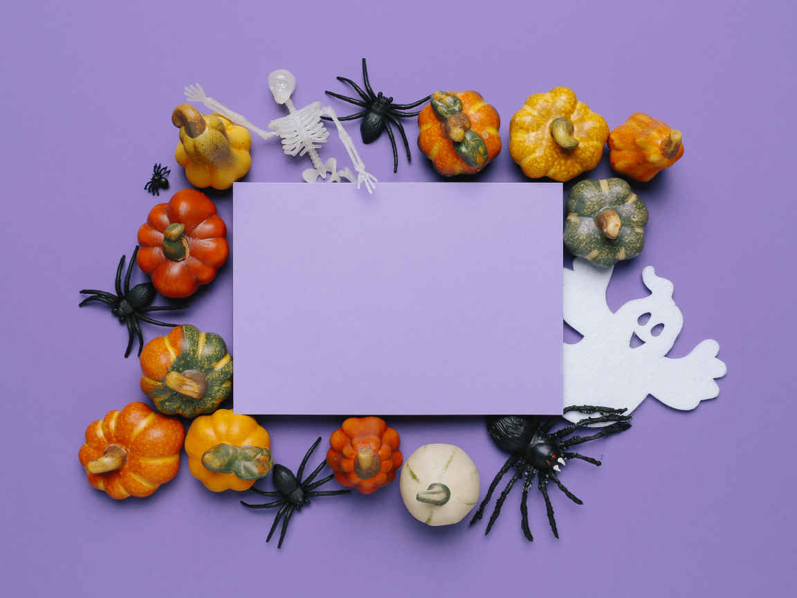 Шаблон с декором для поздравительной открытки на Хеллоуин 