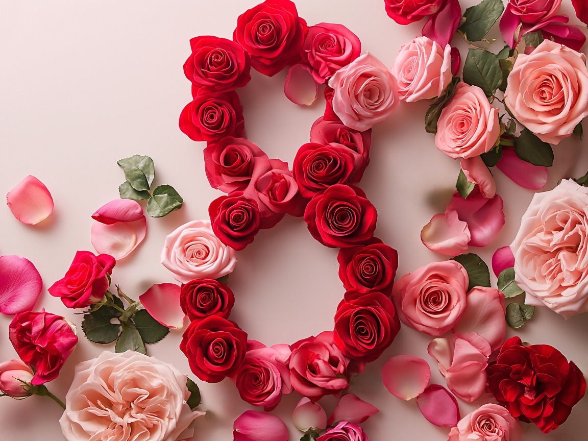 Цифра 8 из роз на праздник для любимой