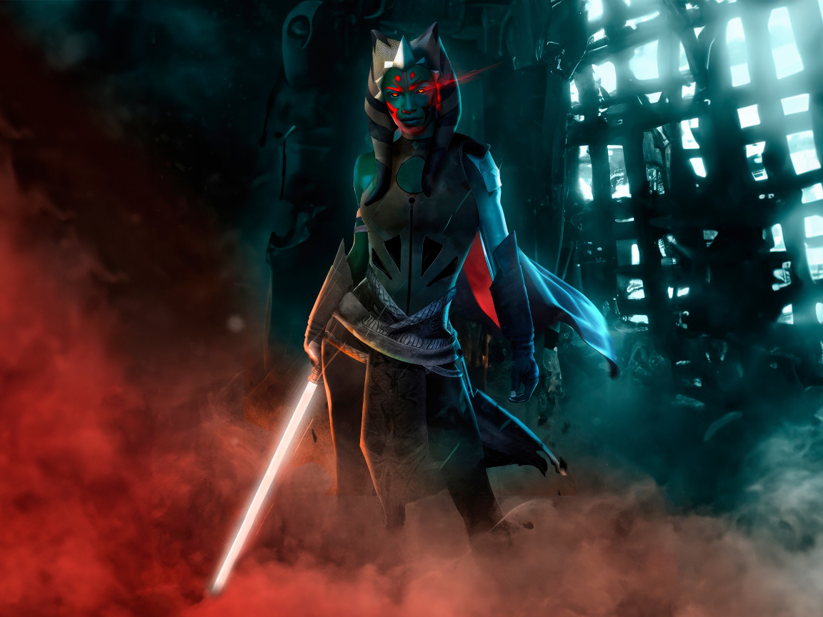 Персонаж Асока с лазерным мечом