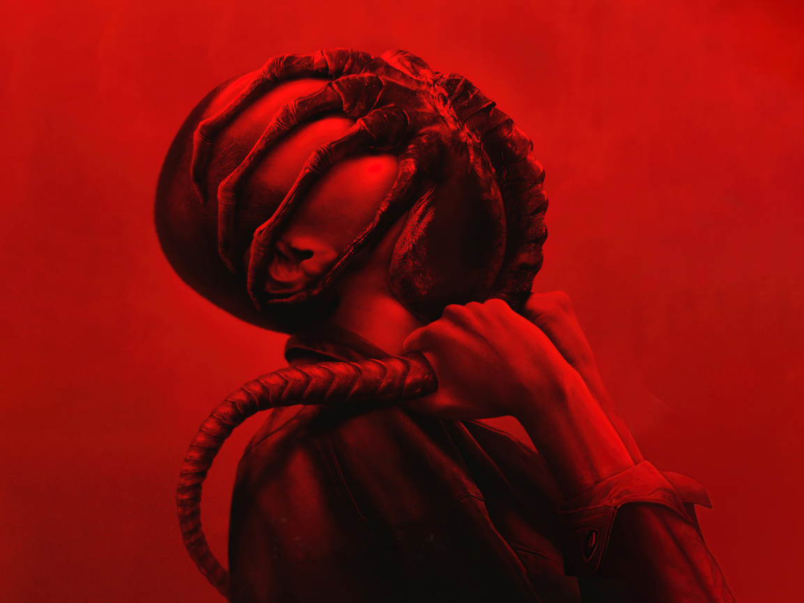 Новый постер фильма Чужой: Ромул на красном фоне