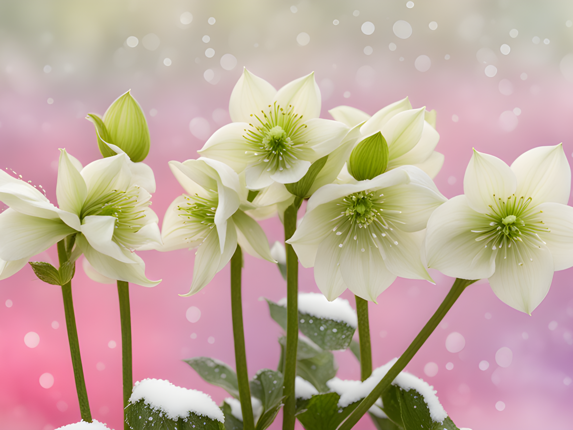 Белая рождественская роза на розовом фоне