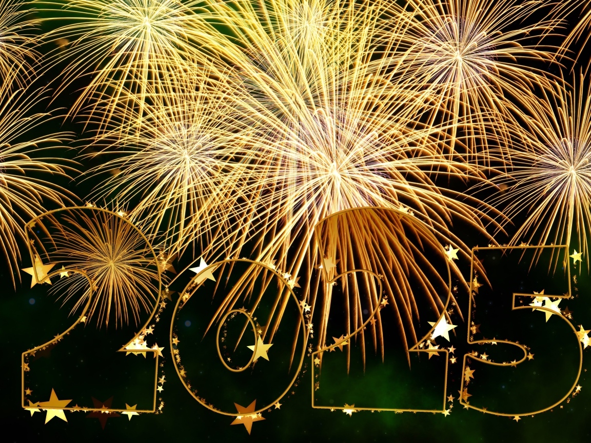 Яркий салют с цифрами на новый год 2025
