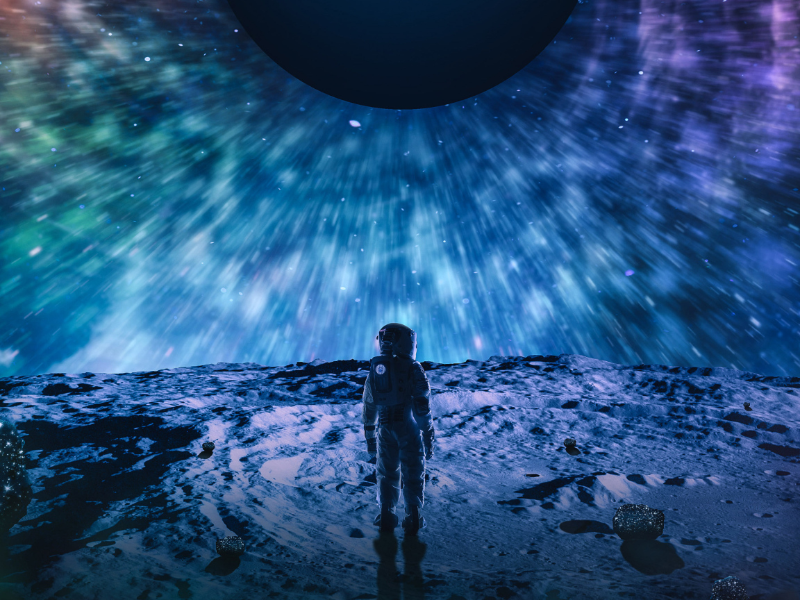 Астронавт на поверхности холодной  планеты 