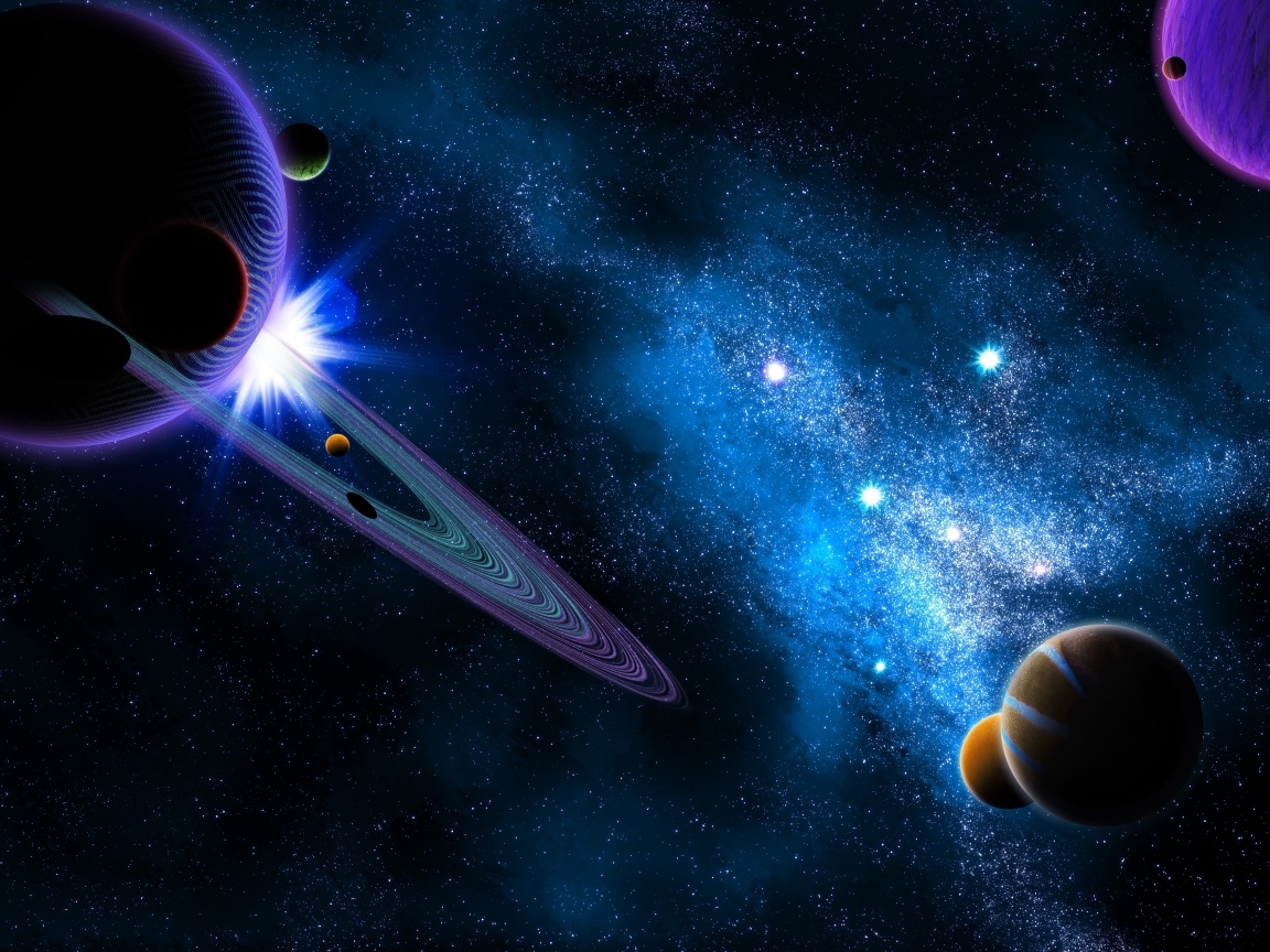 Красивый полет планет в бескрайнем космосе